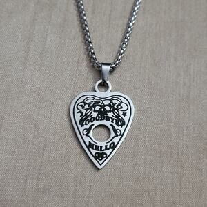 Silver stainless steel ouija board planchette necklace